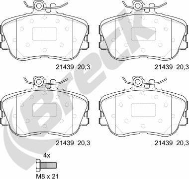 Breck 21439 00 701 10 - Гальмівні колодки, дискові гальма autozip.com.ua