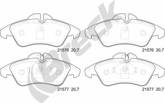 Breck 21576 00 703 10 - Гальмівні колодки, дискові гальма autozip.com.ua