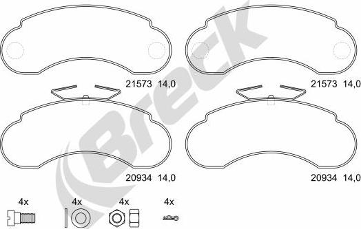 Breck 21573 00 706 00 - Гальмівні колодки, дискові гальма autozip.com.ua