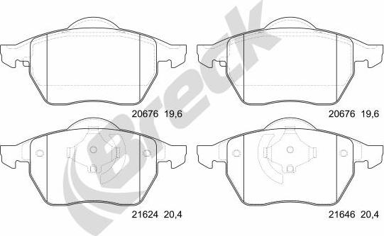 Breck 21624 00 701 00 - Гальмівні колодки, дискові гальма autozip.com.ua