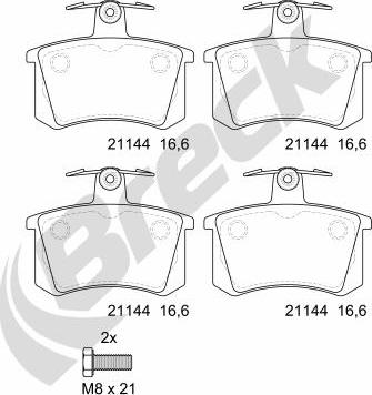 Breck 21144 00 704 00 - Гальмівні колодки, дискові гальма autozip.com.ua