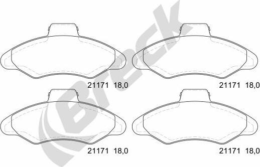 Breck 21171 00 702 00 - Гальмівні колодки, дискові гальма autozip.com.ua