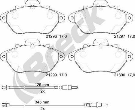 Breck 21296 00 701 10 - Гальмівні колодки, дискові гальма autozip.com.ua