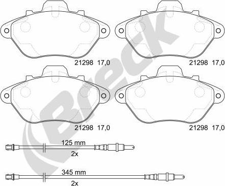 Breck 21298 00 701 10 - Гальмівні колодки, дискові гальма autozip.com.ua