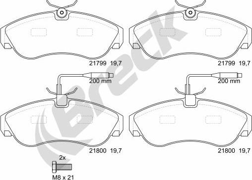 Breck 21799 00 703 10 - Гальмівні колодки, дискові гальма autozip.com.ua