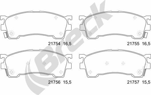 Breck 21754 00 701 10 - Гальмівні колодки, дискові гальма autozip.com.ua