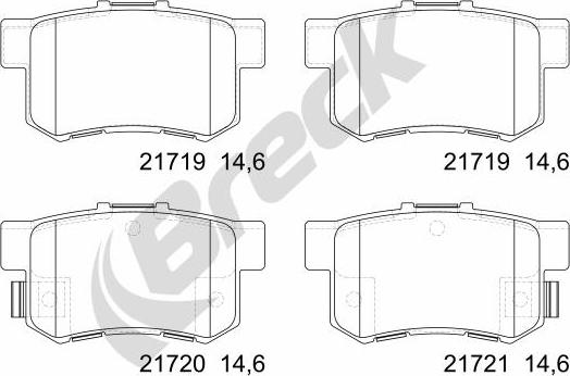 Breck 21719 00 704 00 - Гальмівні колодки, дискові гальма autozip.com.ua