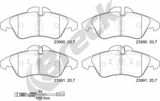 Breck 23990 00 703 10 - Гальмівні колодки, дискові гальма autozip.com.ua