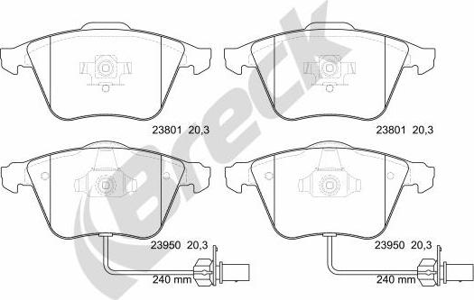 Breck 23950 00 552 10 - Гальмівні колодки, дискові гальма autozip.com.ua