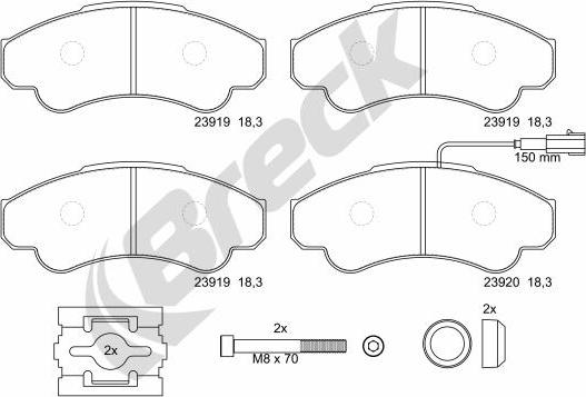 Breck 23919 00 703 10 - Гальмівні колодки, дискові гальма autozip.com.ua