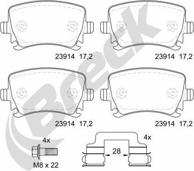 Breck 23914 00 704 10 - Гальмівні колодки, дискові гальма autozip.com.ua