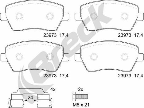 Breck 23973 00 702 00 - Гальмівні колодки, дискові гальма autozip.com.ua