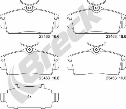 Breck 23463 00 701 00 - Гальмівні колодки, дискові гальма autozip.com.ua