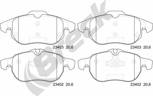 Breck 23402 00 701 00 - Гальмівні колодки, дискові гальма autozip.com.ua