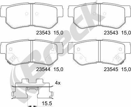 Breck 23543 00 704 10 - Гальмівні колодки, дискові гальма autozip.com.ua