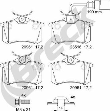 Breck 23554 10 704 10 - Гальмівні колодки, дискові гальма autozip.com.ua