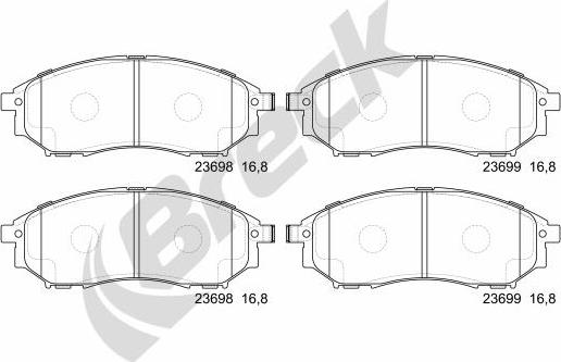 Breck 23698 00 701 00 - Гальмівні колодки, дискові гальма autozip.com.ua