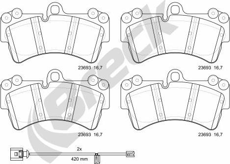 Breck 23693 00 553 00 - Гальмівні колодки, дискові гальма autozip.com.ua