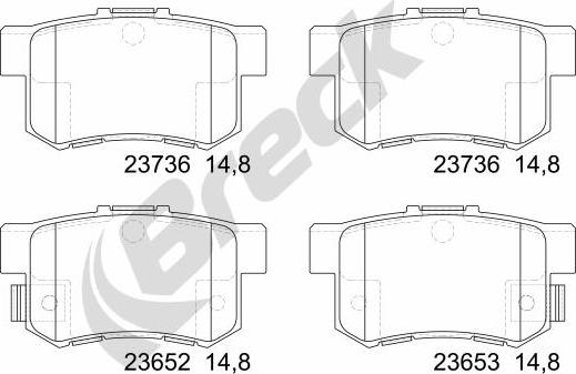 Breck 23652 00 704 00 - Гальмівні колодки, дискові гальма autozip.com.ua