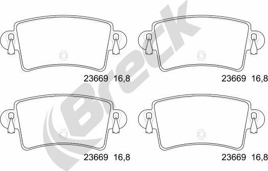 Breck 23669 00 703 10 - Гальмівні колодки, дискові гальма autozip.com.ua