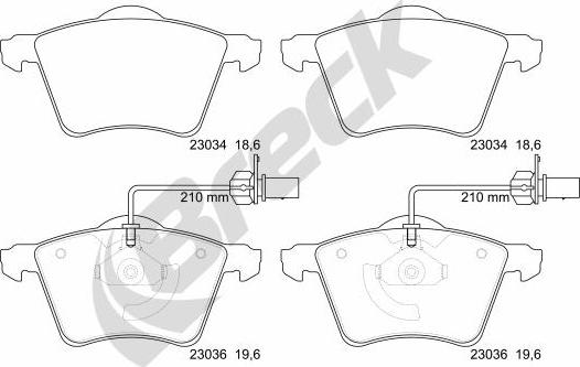 Breck 23034 00 703 10 - Гальмівні колодки, дискові гальма autozip.com.ua