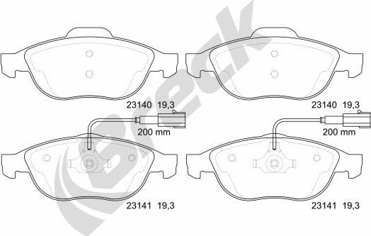 Breck 23140 00 701 10 - Гальмівні колодки, дискові гальма autozip.com.ua