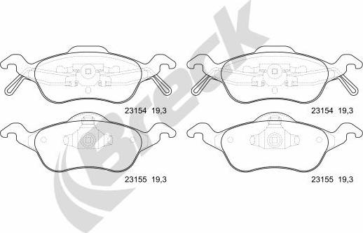 Breck 23154 00 702 00 - Гальмівні колодки, дискові гальма autozip.com.ua