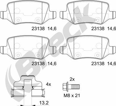 Breck 23138 00 704 00 - Гальмівні колодки, дискові гальма autozip.com.ua