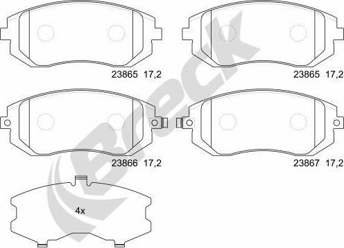 Breck 23865 00 701 00 - Гальмівні колодки, дискові гальма autozip.com.ua