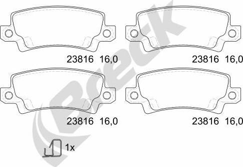 Breck 23816 00 704 10 - Гальмівні колодки, дискові гальма autozip.com.ua