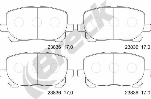 Breck 23836 00 701 00 - Гальмівні колодки, дискові гальма autozip.com.ua