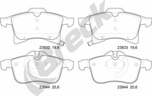 Breck 23832 00 702 10 - Гальмівні колодки, дискові гальма autozip.com.ua