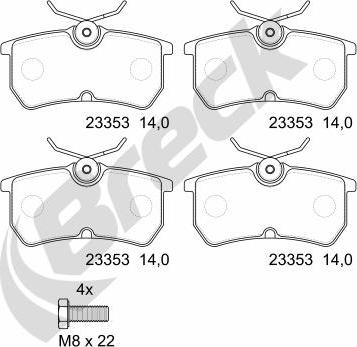 Breck 23353 00 704 00 - Гальмівні колодки, дискові гальма autozip.com.ua