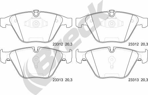 Breck 23312 00 551 20 - Гальмівні колодки, дискові гальма autozip.com.ua