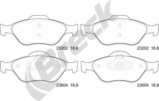 Breck 23202 00 702 00 - Гальмівні колодки, дискові гальма autozip.com.ua