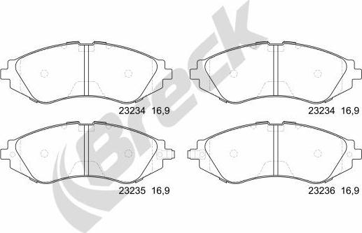 Breck 23234 00 701 10 - Гальмівні колодки, дискові гальма autozip.com.ua