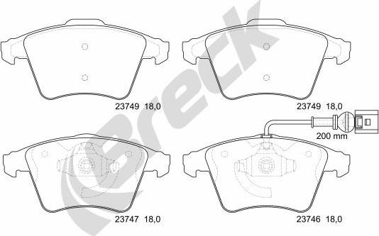 Breck 23746 00 703 10 - Гальмівні колодки, дискові гальма autozip.com.ua