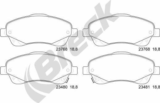 Breck 23768 00 701 10 - Гальмівні колодки, дискові гальма autozip.com.ua