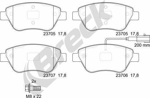 Breck 23705 00 701 10 - Гальмівні колодки, дискові гальма autozip.com.ua