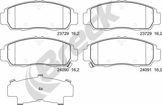 Breck 23729 00 701 00 - Гальмівні колодки, дискові гальма autozip.com.ua