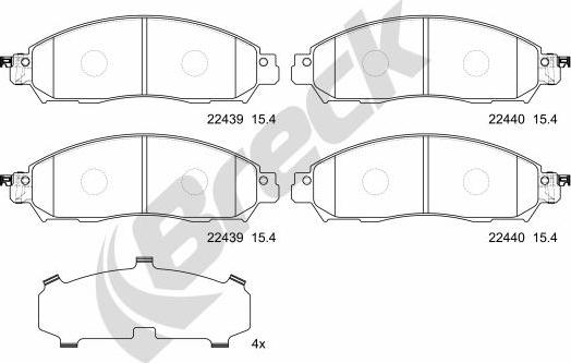 Breck 22439 00 651 00 - Гальмівні колодки, дискові гальма autozip.com.ua