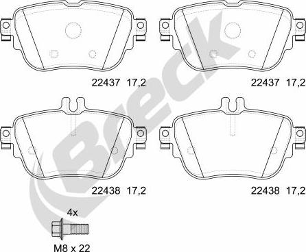 Breck 22437 00 702 00 - Гальмівні колодки, дискові гальма autozip.com.ua