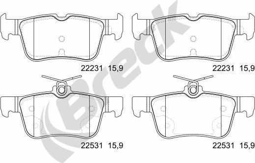 Breck 22531 00 702 00 - Гальмівні колодки, дискові гальма autozip.com.ua