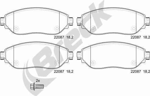 Breck 22087 00 703 00 - Гальмівні колодки, дискові гальма autozip.com.ua