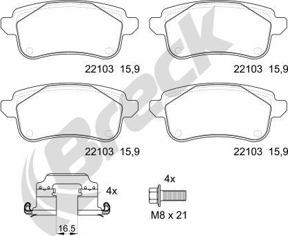 Breck 22103 00 704 00 - Гальмівні колодки, дискові гальма autozip.com.ua