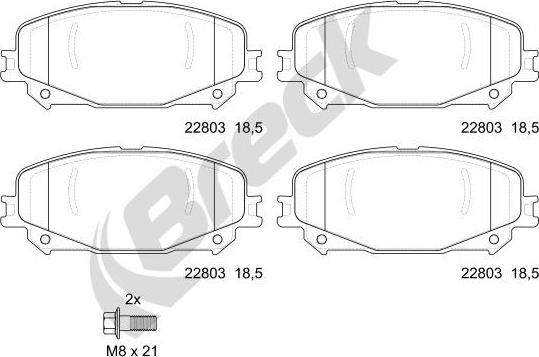 Breck 22803 00 701 00 - Гальмівні колодки, дискові гальма autozip.com.ua