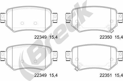 Breck 22349 00 704 00 - Гальмівні колодки, дискові гальма autozip.com.ua