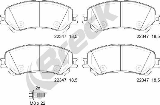 Breck 22347 00 701 00 - Гальмівні колодки, дискові гальма autozip.com.ua