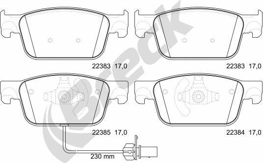 Breck 22383 00 551 00 - Гальмівні колодки, дискові гальма autozip.com.ua