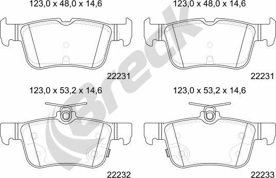 Breck 22231 00 702 10 - Гальмівні колодки, дискові гальма autozip.com.ua